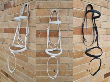 Race Head Bridle & Hanoverian Noseband - Brass Buckles - Markey