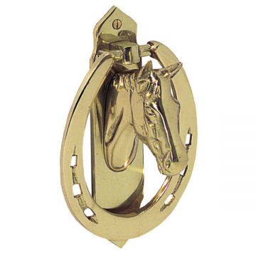 Brass Door Knocker - Horse Head & Horse Shoe